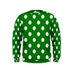Polka Dots - White on Green Kid s Sweatshirt