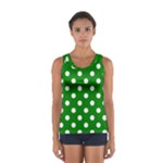 Polka Dots - White on Green Women s Sport Tank Top