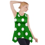 Polka Dots - White on Green Side Drop Tank Tunic