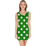 Polka Dots - White on Green Bodycon Dress