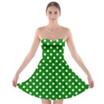 Polka Dots - White on Green Strapless Bra Top Dress