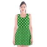 Polka Dots - White on Green Scoop Neck Skater Dress