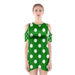 Polka Dots - White on Green Women s Cutout Shoulder Dress