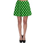 Polka Dots - White on Green Skater Skirt