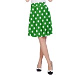 Polka Dots - White on Green A-Line Skirt