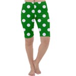 Polka Dots - White on Green Cropped Leggings