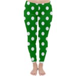 Polka Dots - White on Green Winter Leggings