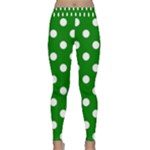 Polka Dots - White on Green Yoga Leggings