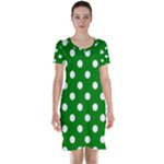 Polka Dots - White on Green Short Sleeve Nightdress