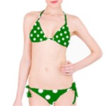 Polka Dots - White on Green Bikini Set