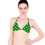 Polka Dots - White on Green Bikini Top