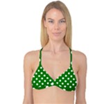 Polka Dots - White on Green Reversible Tri Bikini Top