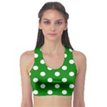 Polka Dots - White on Green Women s Sports Bra