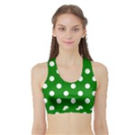 Polka Dots - White on Green Women s Sports Bra with Border