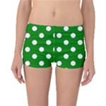 Polka Dots - White on Green Boyleg Bikini Bottoms