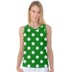 Polka Dots - White on Green Women s Basketball Tank Top