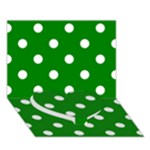Polka Dots - White on Green Heart Bottom 3D Greeting Card (7x5)
