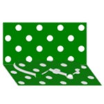Polka Dots - White on Green Twin Heart Bottom 3D Greeting Card (8x4)