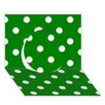 Polka Dots - White on Green Circle 3D Greeting Card (7x5)