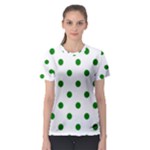 Polka Dots - Green on White Women s Sport Mesh Tee