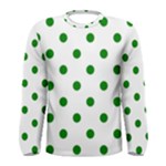 Polka Dots - Green on White Men s Long Sleeve T-shirt