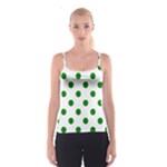 Polka Dots - Green on White Spaghetti Strap Top
