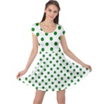Polka Dots - Green on White Cap Sleeve Dress