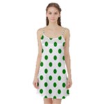Polka Dots - Green on White Satin Night Slip