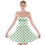 Polka Dots - Green on White Strapless Bra Top Dress