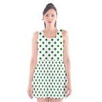 Polka Dots - Green on White Scoop Neck Skater Dress