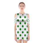Polka Dots - Green on White Women s Cutout Shoulder Dress