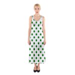 Polka Dots - Green on White Full Print Maxi Dress