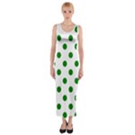 Polka Dots - Green on White Fitted Maxi Dress