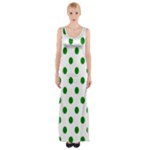 Polka Dots - Green on White Maxi Thigh Split Dress