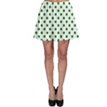 Polka Dots - Green on White Skater Skirt