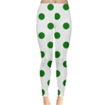 Polka Dots - Green on White Women s Leggings