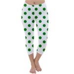 Polka Dots - Green on White Capri Winter Leggings