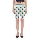 Polka Dots - Green on White Yoga Cropped Leggings