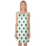 Polka Dots - Green on White Sleeveless Satin Nightdress