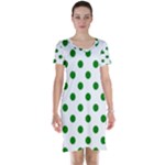 Polka Dots - Green on White Short Sleeve Nightdress