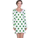 Polka Dots - Green on White Long Sleeve Nightdress