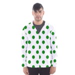 Polka Dots - Green on White Hooded Wind Breaker (Men)