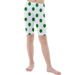 Polka Dots - Green on White Kid s Mid Length Swim Shorts