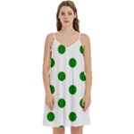 Polka Dots - Green on White Women s Reversible Sports Bra with Border