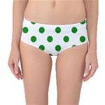 Polka Dots - Green on White Mid-Waist Bikini Bottoms