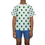 Polka Dots - Green on White Kid s Short Sleeve Swimwear