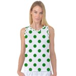 Polka Dots - Green on White Women s Basketball Tank Top
