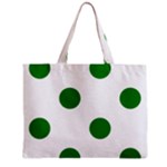 Polka Dots - Green on White Zipper Mini Tote Bag