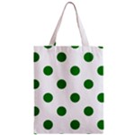 Polka Dots - Green on White Zipper Classic Tote Bag