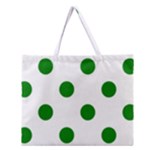 Polka Dots - Green on White Zipper Large Tote Bag